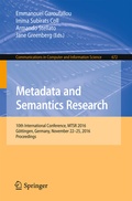 Cover: Metadata and Semantics Research - Springer