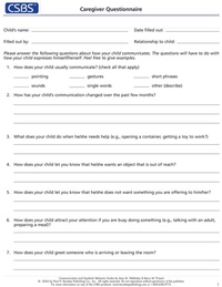 Enlarge image Cover: CSBS (TM) Record Forms and Caregiver Questionnaires - Brookes Publishing Co