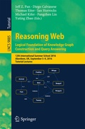 Cover: Reasoning Web: Logical Foundation of Knowledge Graph Construction and Query Answering - Springer