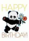 Cover: Panda with Bouquet of Flowers - Birthday Greeting Card - Laughing Elephant