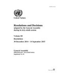 Cover: Resolutions and Decision Adopted by the General Assembly During Its Sixty-ninth Session - United Nations