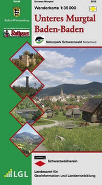 Abbildung von: Wanderkarte 1:35000 Unteres Murgtal Baden-Baden - Landesamt für Geoinformation und Landentwicklung Baden-Württemberg (LGL)