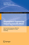 Cover: Requirements Engineering Toward Sustainable World - Springer