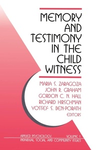 Enlarge image Cover: Memory and Testimony in the Child Witness - SAGE Publications Inc