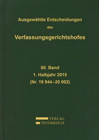 Abbildung von: Ausgewählte Entscheidungen des Verfassungsgerichtshofes - Verlag Österreich