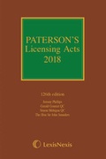 Cover: Paterson's Licensing Acts 2018 - Butterworths Law