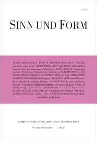 Enlarge image Cover: Sinn und Form 6/2016 - SINN und FORM