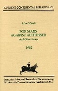 Cover: For Marx Against Althusser - University Press of America