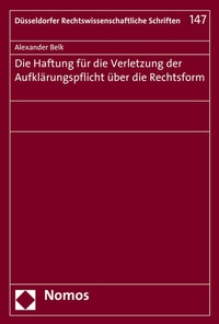 Bild: Die Haftung für die Verletzung der Aufklärungspflicht über die Rechtsform - Nomos