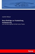 Cover: Neue Beitraege zur Feststellung, Verbesserung - Hansebooks