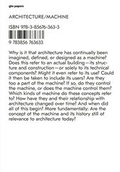 Cover: Architecture / Machine - gta Verlag