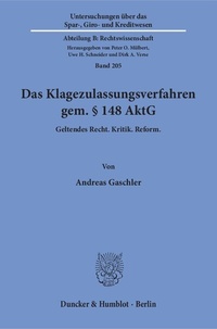 Abbildung von: Das Klagezulassungsverfahren gem. § 148 AktG. - Duncker & Humblot