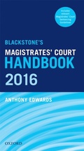 Cover: Blackstone's Magistrates' Court Handbook 2016 - OUP Oxford