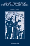 Cover: JAHRBUCH ZUR KULTUR UND LITERATUR DER WEIMARER REPUBLIK - edition text + kritik