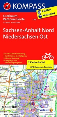 Abbildung von: KOMPASS Großraum-Radtourenkarte 3705 Sachsen-Anhalt Nord - Niedersachsen Ost, 1:125.000 - KOMPASS-Karten