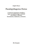 Cover: Pseudopythagorica Dorica - De Gruyter