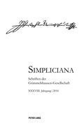 Cover: Simpliciana XXXVIII (2016) - Peter Lang Verlag