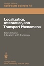 Cover: Localization, Interaction, and Transport Phenomena - Springer