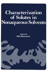 Abbildung von: Characterization of Solutes in Nonaqueous Solvents - Springer
