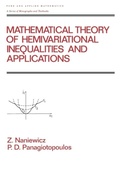 Cover: Mathematical Theory of Hemivariational Inequalities and Applications - CRC Press