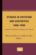 Cover: Studies in Criticism and Aesthetics, 1660-1800 - University of Minnesota Press