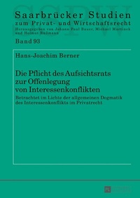 Abbildung von: Die Pflicht des Aufsichtsrats zur Offenlegung von Interessenkonflikten - Peter Lang Verlag