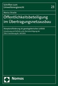 Cover: &Ouml;ffentlichkeitsbeteiligung im &Uuml;bertragungsnetzausbau - Nomos