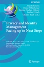 Cover: Privacy and Identity Management. Facing up to Next Steps - Springer