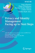 Cover: Privacy and Identity Management. Facing up to Next Steps - Springer