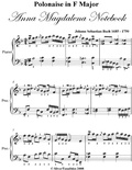 Cover: Polonaise In F Major Bwv Anh 117 Anna Magdalena Notebook - Easy Piano Sheet Music - Lulu.com
