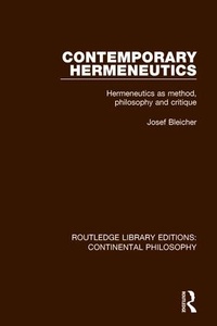 Enlarge image Cover: Contemporary Hermeneutics - Routledge