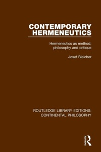Enlarge image Cover: Contemporary Hermeneutics - Routledge