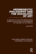 Cover: Hermeneutic Philosophy and the Sociology of Art - Routledge