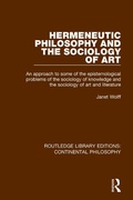Cover: Hermeneutic Philosophy and the Sociology of Art - Routledge