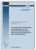Cover: Untersuchung der Auswaschungen von Bauelementen aus Holz, Kunststoff, Metall und Glas zur Bewertung der Auswirkungen auf Boden und Grundwasser. Abschlussbericht - Fraunhofer IRB Verlag