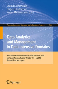 Enlarge image Cover: Data Analytics and Management in Data Intensive Domains - Springer