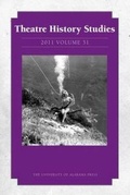 Cover: Theatre History Studies 2011 - The University of Alabama Press