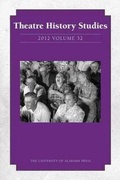 Cover: Theatre History Studies 2012 - The University of Alabama Press
