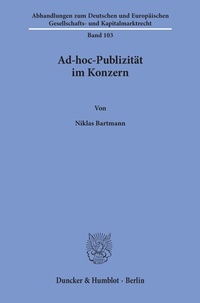 Abbildung von: Ad-hoc-Publizität im Konzern. - Duncker & Humblot