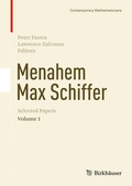 Cover: Menahem Max Schiffer: Selected Papers Volume 1 - Birkhauser Boston Inc