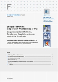 Abbildung von: ift-Fachinformation WA-23/1 "Energiesparen mit temporärem Wärmeschutz" (TWS) - ift Rosenheim