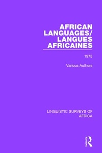 Abbildung von: African Languages/Langues Africaines - Routledge