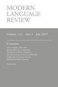 Cover: Modern Language Review (112 - Modern Humanities Research Association
