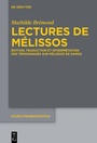 Cover: Lectures de Mélissos - De Gruyter
