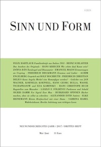 Enlarge image Cover: Sinn und Form 3/2017 - SINN und FORM