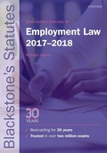 Cover: Blackstone's Statutes on Employment Law 2017-2018 - Oxford University Press
