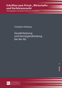 Abbildung von: Gewährleistung und Vermögensbindung bei der AG - Peter Lang Verlag
