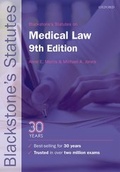 Cover: Blackstone's Statutes on Medical Law - Oxford University Press
