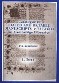 Cover: A Catalogue of Dated and Datable Manuscripts in Cambridge Libraries - D.S. Brewer