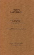Cover: Faust's Last Speech - Institute of Modern Languages Research